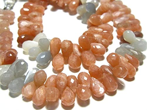 Pierre de lune facettée perles en forme de larme goutte AA 7x6-10x6mm fil de 20cm pour bijoux