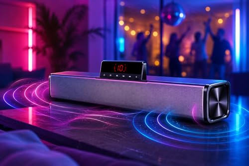 Image of DITON Thunder SP-90 16W Bluetooth Soundbar Speaker with Mobile Holder, 10 Hours Playtime, Built-in Mic, Wireless Mic Support, USB /TF /AUX Connectivity, Portable Home & Outdoor Audio System