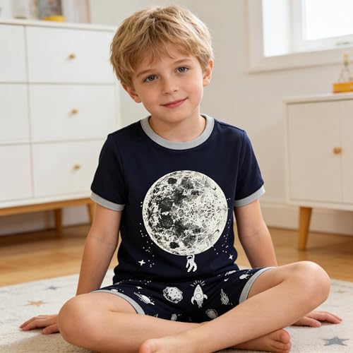 Image of KikizYe Boys Short Sleeve Pajamas Kids Summer Pjs Children Pajamas