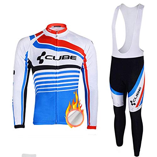 ZDFLC Ensemble Maillot Cyclisme Homme, Manche Longue Veste Cycliste+Coussin Gel 3D Pantalons, Tenue de Velo Equipe Pro Vetement VTT Manches Longues Cover