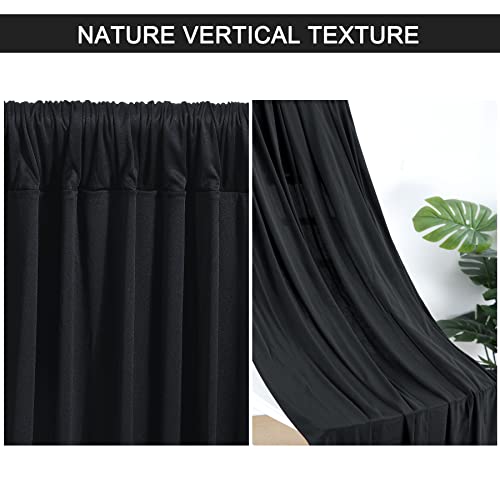 Image of 40x10ft Black Backdrop Curtain for Wedding Parties Wrinkle Free Fabric Black Drapes Backdrop Decoration for Baby Shower Birthday Photography Decoration 8 Panels, 5ft x 10ft