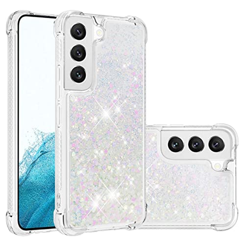 Coque paillettes Samsung S23 antichoc liquide cœur argenté