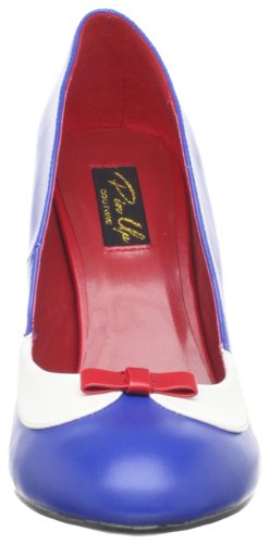 Pleaser Women\'s Smitten-05/NBW Spectator Pump,Navy-Blue White Pu,8 M US - Thumbnail 4