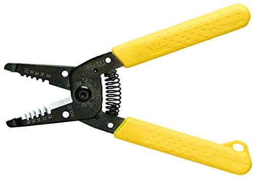 Image of IDEAL Electrical 45-120 T-5 T-Stripper - 10-20 AWG, Yellow Wire Stripper with Looping Holes, Plier Nose, Spring Loaded Automatic Opening (Pack of 2)