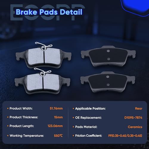 Image of ECCPP Rear Brake Pads 4pcs Ceramic Disc Brake Pad Set For Ford For Focus | Fit For Ford,For Mazda,For Jaguar,For Volvo,For Saab,For Chevrolet,For Saturn For Pontiac;D1095