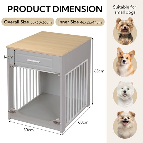 Cage pour petit chien caisse en bois d'intérieur grise