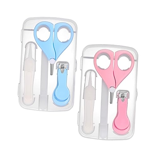 SHOWERORO Safety Baby Nail Clipper Set 2 Sets Fingernail Scissors Tweezers Storage Box Manicure Kit