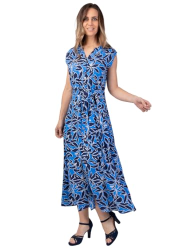 Robe longue de vacances Leana imprimé floral bleu fluide et fraîche