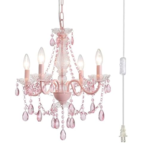 AMZASA Pink Crystal Chandelier Cover