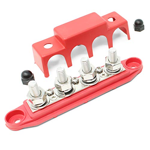 Bloc de distribution d'alimentation 4 poteaux rouge pour câblage auto