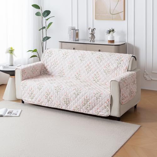 Image of House of Quirk 'Mughal Series' Anti-Slip Sofa Cover Mat with Pocket | Polyester Couch Protector for Pets, Kids & Spills (Gulbahar, 180x170cm, Three Seater)