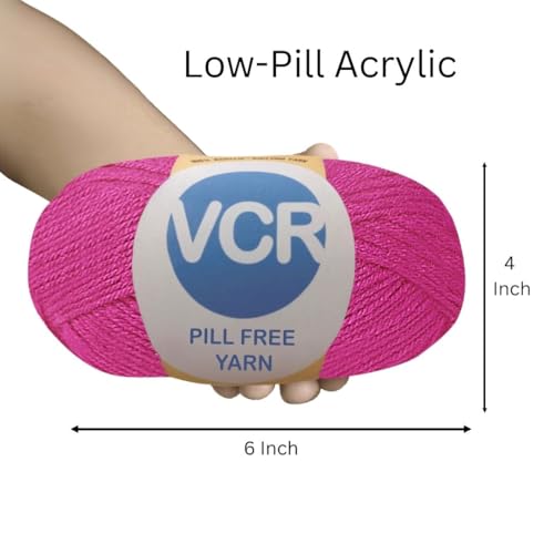 Image of VCR Rani Pink Yarn, Pill-Free Soft Knitting Yarn, 100 Grams Hank, 263 Meters Length, Low-Pill Acrylic Yarn, Soft Crosia Threads, Pack of 1, Suitable for Beanies, Caps and Gloves