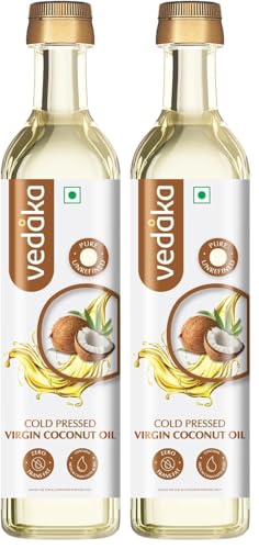 Image of Amazon Brand - Vedaka Cold Pressed Virgin Coconut Oil | 500 Ml Bottle | 100% Pure | Effective with Good Smell (Pack of 2)