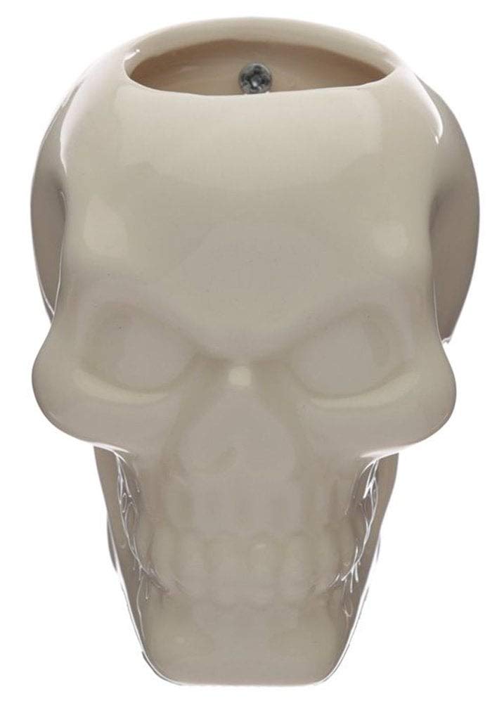 Puckator Fioriera Da Parete In Ceramica A Forma Di Teschio - Vaso Per Piantine Grasse, Decorazione Dark (Bianco, 12cm)