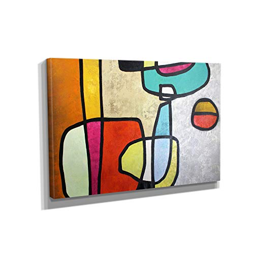 Mid Century - Vibrant Abstract Canvas Wall Art Print Home Decor (60in x 40in Gallery Wrapped)