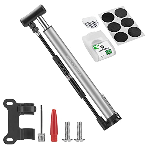 Pompe à Vélo Mini ROCKBROS Haute Pression 160 PSI - Avec Manomètre, Toutes Valves, Pour VTT, Route, VAE