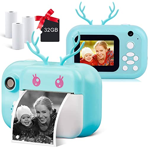 Leqtroniq 40MP Instant Digital Camera for Kids with Print Paper, Child Video Camcorder & Selfie Camera Toy 2.4 Inch Screen & 32GB TF Card (Sky Blue)