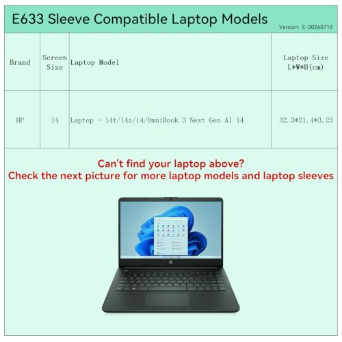 Image of Smatree Elite Laptop Sleeve for 14 inch HP Laptop-14t /14z /14, HP OmniBook 3 Next Gen AI 14,Protective Laptop Case with Pocket(E633)