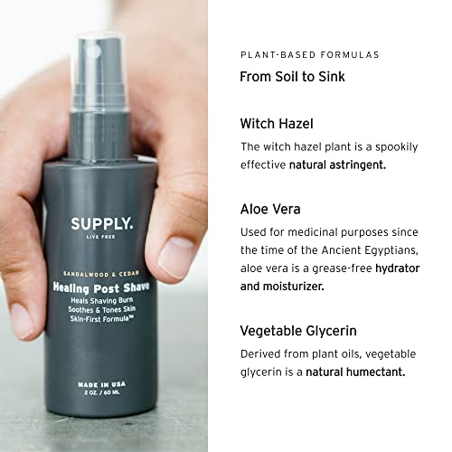 Supply Healing Post Shave - Juniper & Bergamot After Shave - Nourishes Skin, Soothes Irritation, Boosts Cell Repair - Natural, Alcohol Free After Shave For Men - Safe For Sensitive, Acne-Prone Skin - 2 Oz Bottle #TOP3