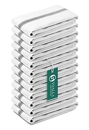 TOALLA 100% Cotton Herringbone Kitchen Towels|Pack of 12|400 GSM|Bar Towels|Reusable Cleaning Cloths|Super Soft and Absorbent|Tea Towels Sets|Dishcloths for Washing Dishes|15 x 25 Inches|Gray