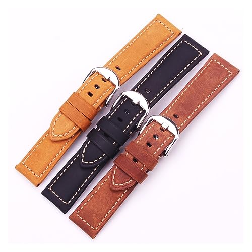 Correas de reloj de cuero genuino italiano XILILHC en medidas de 22 mm y 24 mm para hombres 3