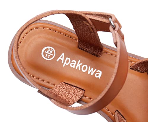 Apakowa Girls Sandals Open Toe Princess Flat Sandals Strappy Summer Shoes (Toddler/Little Kid/Big Kid)4