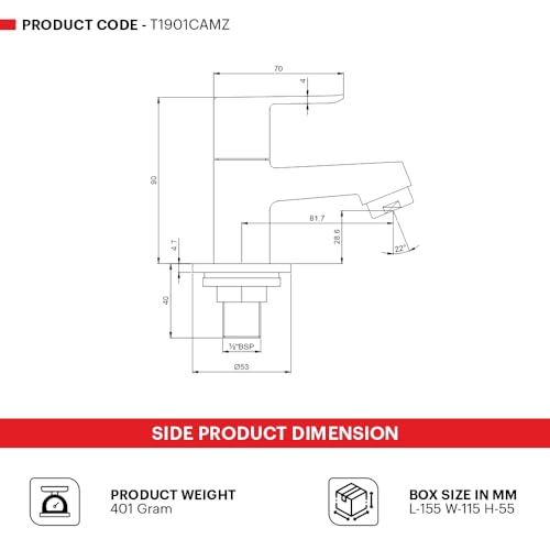 Image of Johnson Sega Brass Pillar Cock for Bathroom Wash Basin | Heavy Duty Brass Basin Tap with Chrome Finish | Leak-Proof Bathroom Faucet | Premium Pillar Tap for Wash Basin & Hand Wash Area | 10 Years Warranty