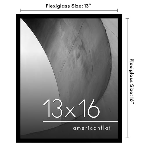 Americanflat 13x16 Picture Frame with Polished Plexiglass - Streamline Collection - Thin Border Picture Frame for Wall Display - Hanging Hardware Included - Black