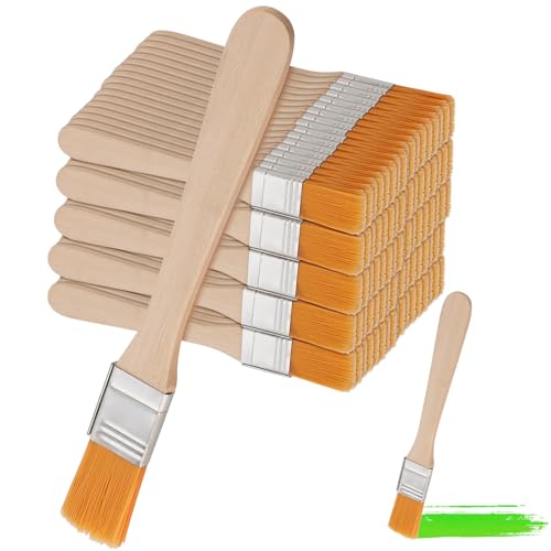 Image of SINJEUN 100 PCS 13 x 1.5cm Wide Chip Paint Brushes, Wide Flat Nylon Paint Brushes, Professional Wooden Paint Brushes Nylon Glue Brushes for Paint, Cleaning, Glue and Home DIY, Watercolor