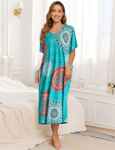 Image of Bloggerlove Women's Caftan Nightgown with Pockets, Long House Dress