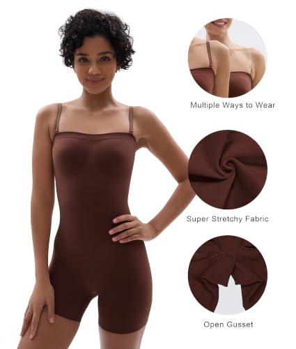 Image of SHAPERX Strapless Shortie Bodysuit for Women Tummy Control Shapewear Seamless Sculpt Body Shaper with Removable Straps