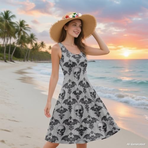 Image of Renewold Women's Sleeveless Tank Dress with Pockets, Casual Scoop Neck A-Line Sundress for Summer, Travel and Vacation