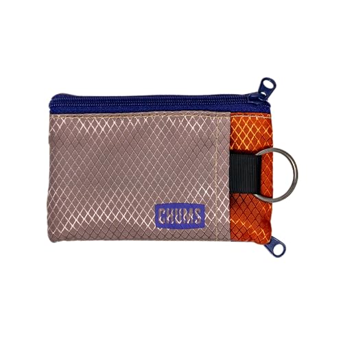 Image of Chums Surfshorts Wallet - Solid Colors Collection, Lightweight Slim Wallet with RFID Blocking Card & Clear ID Window - Zippered Minimalist Wallet w /Key Ring