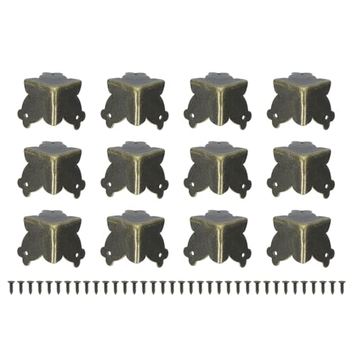 Image of uxcell 12 Pcs Decorative Box Corner Cover, 20mm Metal Edge Guard, Furniture Corner Edges Protector, Bronze