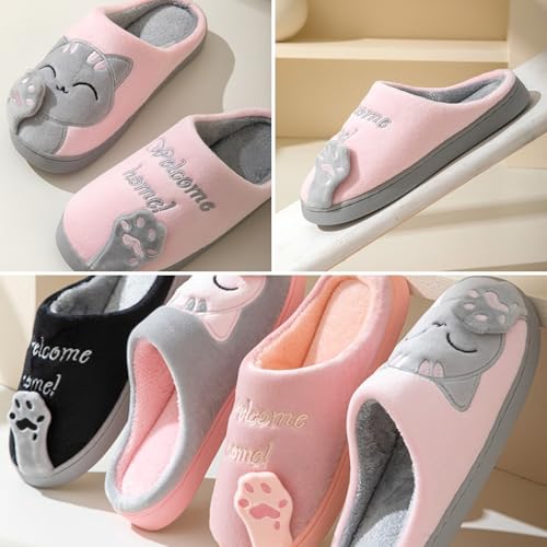 Cat Slippers for Women and Men with Soft Plush Upper Memory Foam Insole and Non Slip Sole Cute Indoor House Shoes for All Season Use Cozy Unisex Design3