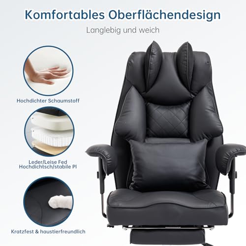 Asukale Bürostuhl 200kg | 2 Lendenkissen (Massage+Standard) XXL Sitz – Ansicht 6