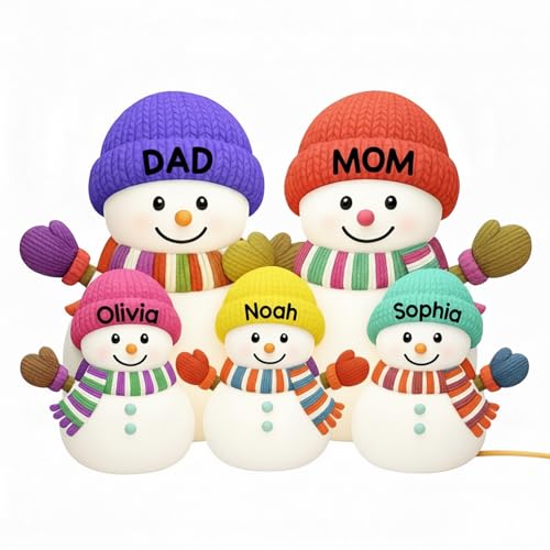 Personalized Snowman Family LED Light – Custom Christmas Gifts for Dad & Mom,Grandma & Grandpa, Snowman Grandma and Grandkids Personalized LED Name Sign, Warm Holiday Décor, Family Name Light Box 2025