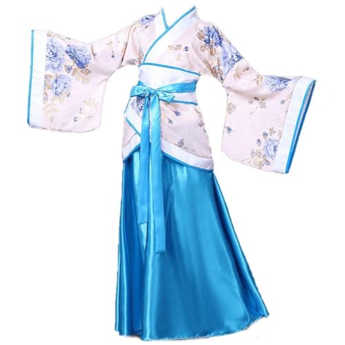 ZONEY Chinese Traditional Hanfu Costume Girl Ancient Han Dynasty Dress Oriental Princess Dress Lady Elegance Tang Dynasty Dance Wear (Blue 100-115CM)
