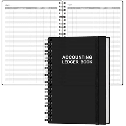 Accounting Ledger Book - A5 Ledger Book for Bookkeeping, Small Businesses & Personal Use, Expense Tracker Notebook for Tracking Money, Expenses, Deposits & Balance, 5.8" x 8.4", Black