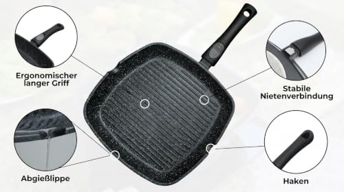 Chef Wonderful Antihaft (28cm) Grillpfanne für Induktionsherd, Marmorbeschichtung & abnehmbarer Griff… – Ansicht 6
