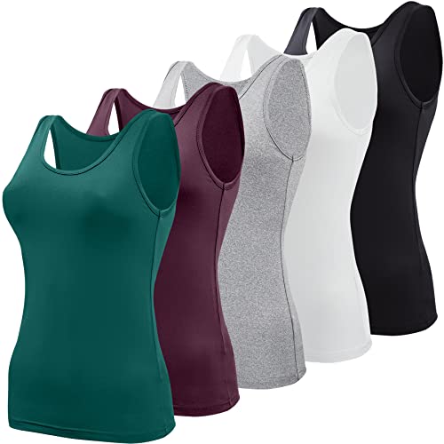 BQTQ 5 Stück Elastische Tank Tops Damen Unterhemden Stretch Crop Top Basic...