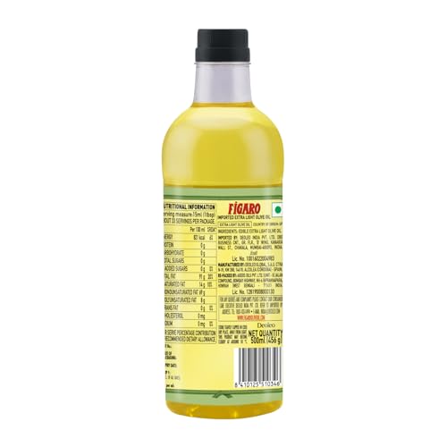Image of Figaro Extra Light Tasting Olive Oil- Ideal for All Indian Cooking- Suitable for Deep Frying- Imported from Spain- 500 ml (Pack of 3)