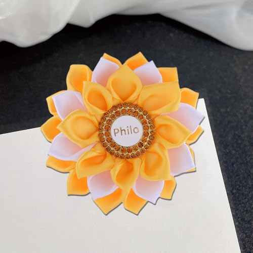 Image of Handmade Layers Silk Ribbon Flower Corsage Society Greek Letters Philo Brooch Pin Women Party Gifts Jewelry