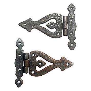 Adonai Hardware "Alleluia" Antique Cast Iron Vintage T Hinges (5.3 Inch x 2 Pack, Natural Unlacquered) for Barn Doors, Gates, Kitchen Cabinets, Sheds, Windows, Wooden Box, Furniture, Chest and Trunks