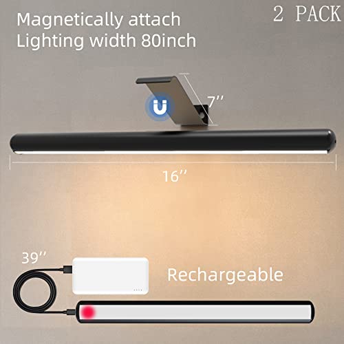 Image of 2Pack Wireless Picture Lights with Remote,Battery Operated,16.5'' Painting Lights for Art Picture Full Metal with Dimmable Timer, Magnetic Attached Display Light for Dartboard Gallery