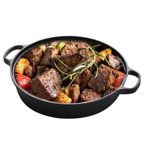 Fangfhai Sartén para huevos, sartén de hierro fundido de inducción con tapa transparente, herramienta de cocina ergonómica, sartén de cocina para desayuno, panqueques y cenas