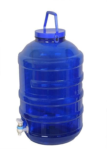 Image of 20 Liter Water Can Dispenser Water Dispenser with Tap and Handle 20 Litre Capacity, Blu for Home Kitchen Office Hospital Hotel Trips E Pack of 1, Blue