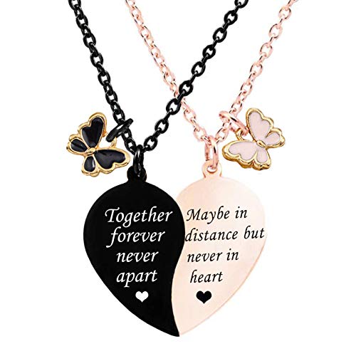MJartoria BFF Necklace for 2-Valentines Heart Matching Necklace Best Friends Pendant Friendship Necklace Set of 2 Gifts for Women