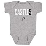 500 LEVEL Stephon Castle San Antonio Spurs One-Piece Infant Bodysuit - Stephon Castle San Antonio Spurs Elite WHT (Heather Gray, 6M)