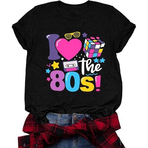 Camisetas para mujer de los años 80, estilo informal, retro, para fiesta de los años 80, 2 camisetas para mujer, Gris claro., M